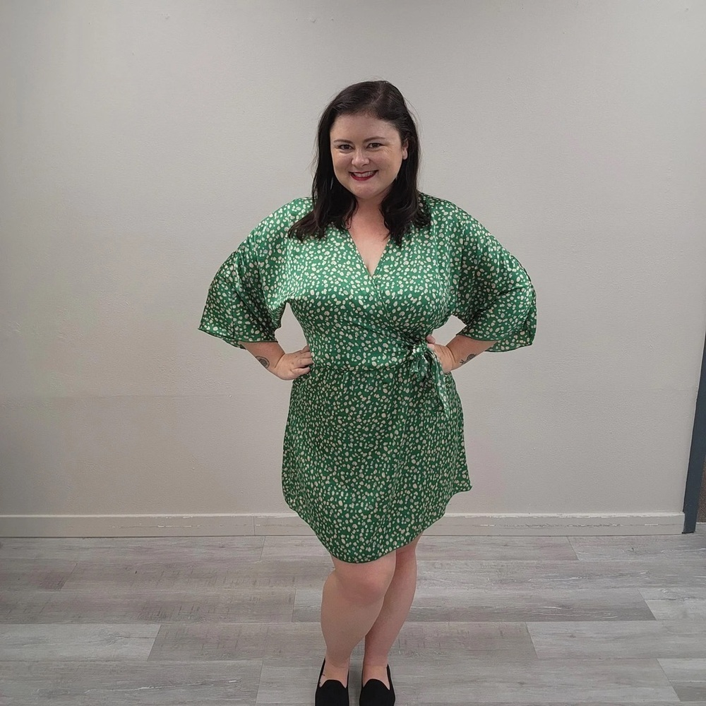 ModCloth Green Kimono Wrap Dress - Size 1X
